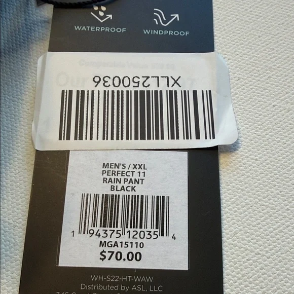 NWT Men's Black Walter Hagan Perfect 11 Rain Pants Zip Pocket/Legs Size 2XL - Picture 9 of 9